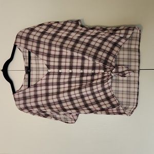 Torrid pink plaid tie front top